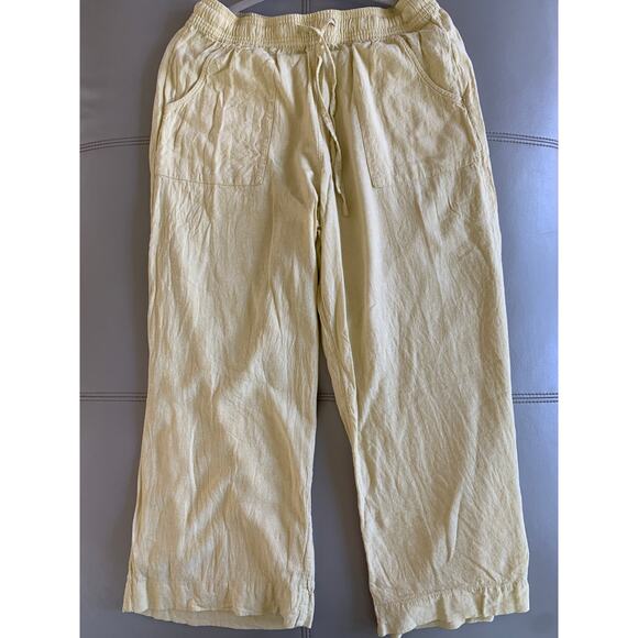 Cynthia Rowley Women's Linen Blend Butter Yellow Wide Leg Pant - Picture 1 of 8